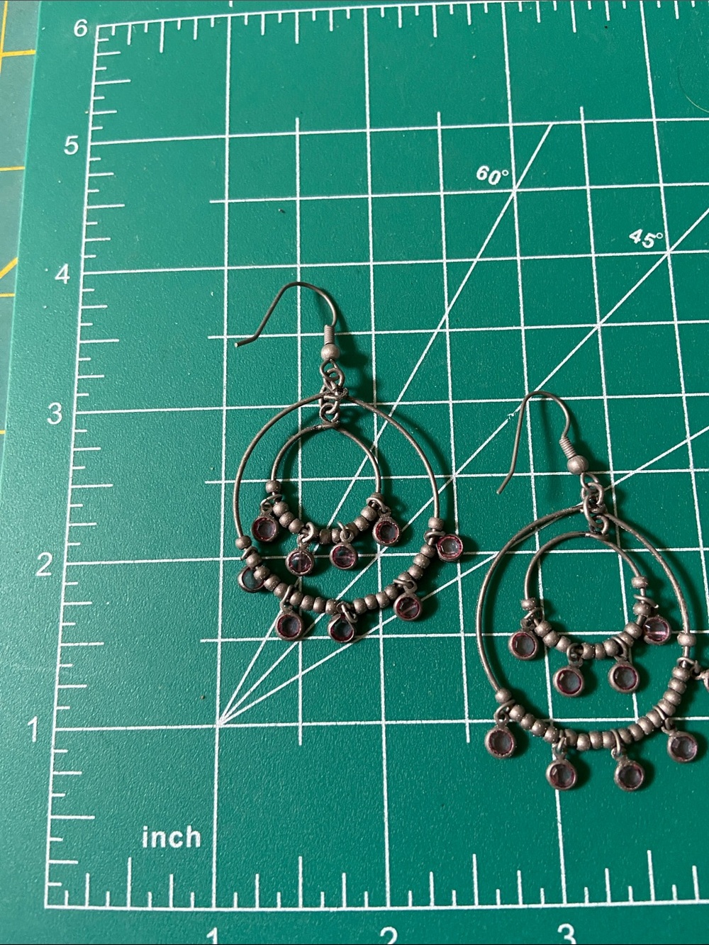 Boho Double Hoop Dangle Earrings with Pink Accents